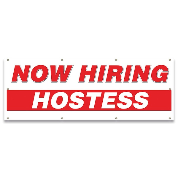 Now Hiring Hostess Banner Apply Inside Accepting Application Single Sided